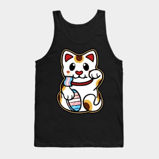 LGBTQ+ Pride Lucky Cat - Transgender Tank Top